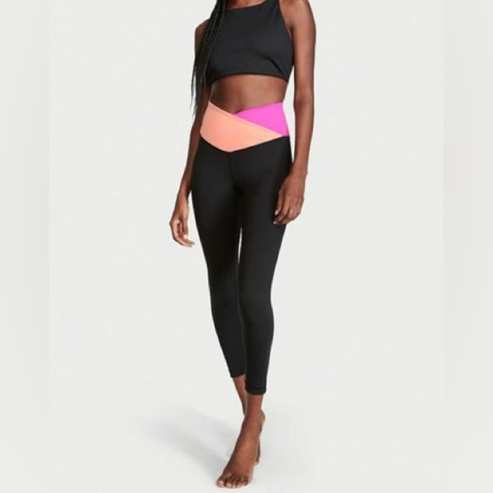 Victoria's Secret Black Leggings with Pink & Peach Waistband - Picture 5 of 5